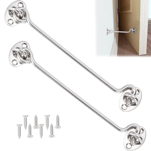 2 Stück Sturmhaken mit öSe, Sturmhaken Edelstahl, Riegel Tür, Riegel Türschloss, Riegel Tür Edelstahl, Sturmhaken, Haken Schloss Edelstahl, Kabinenhaken für die Balkon Tür Riegel(15cm/6 Zoll) von KARELLS