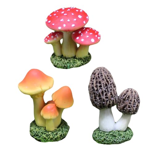 KARELLS Bunte Gartenpilze,Mini-Pilzfiguren Rasen Garten Niedliche Mikro-Dekoration,Mini Pilz Figuren,für Garten Ornamente Pflanztöpfe Bonsai Landschaft Modell Ornamente Dekor DIY,3pcs von KARELLS