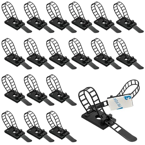 Kabelhalter Selbstklebend,Kabelhalter,30 Stück Kabelclips Selbstklebend,Kabelklemmen Selbstklebend,Selbstklebende Kabelhalter,Verstellbare Kabelbinder für Kabelmanagement,Wiederverwendbare,Schwarz von KARELLS