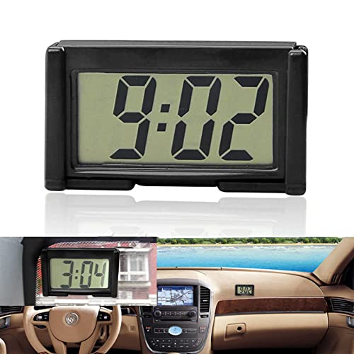 Mini Auto Uhr, Fahrzeug Elektronische Digitaluhr, LCD Digital Clock, Fahrzeug Auto Clock, Mini Table Car Armaturenbrett, Schreibtisch Uhr mit Klebepad, Mini Auto Armaturenbrett von KARELLS
