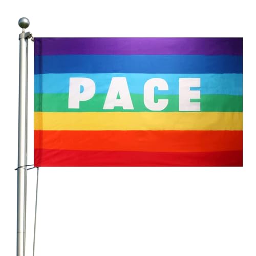 Regenbogenfahne,Peace Flag 150 x 90cm,Regenbogen Friedensflagge,Friedensfahne,Peace Flagge,Garden Flag, Durable,Regenbogen Flagge mit PACE Flagge,für Indoor Outdoor Dekoration von KARELLS