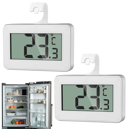 Thermometer Kühlschrank, 2 Stück Digital Kühlschrank Gefrierschrank, Digital Gefrierschrank Thermometer, Wasserdicht Feuchtigkeitsfest, Lcd-Display, Max/Min-Aufnahmefunktion, Weiß Thermometer Kühlschrank, 2 Stück Digital Kühlschrank Gefrierschrank, Digital Gefrierschrank Thermometer, Wasserdicht Feuchtigkeitsfest, Lcd-Display, Max/Min-Aufnahmefunktion, Weiß von KARELLS