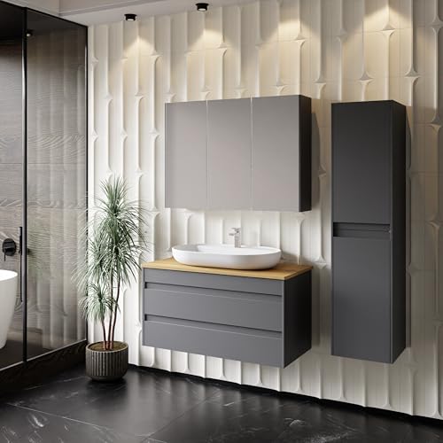 Badezimmermöbel Set Lara Konsole 100 Anthrazit | Keramikwaschbecken | Unterschrank | Spiegelschrank | Softclose-Schubladen & -Türen & unsichtbare Griffe | Moderner Stil | Badmöbel Waschtisch Badezimmermöbel Set Lara Konsole 100 Anthrazit | Keramikwaschbecken | Unterschrank | Spiegelschrank | Softclose-Schubladen & -Türen & unsichtbare Griffe | Moderner Stil | Badmöbel Waschtisch von KAREN banyo