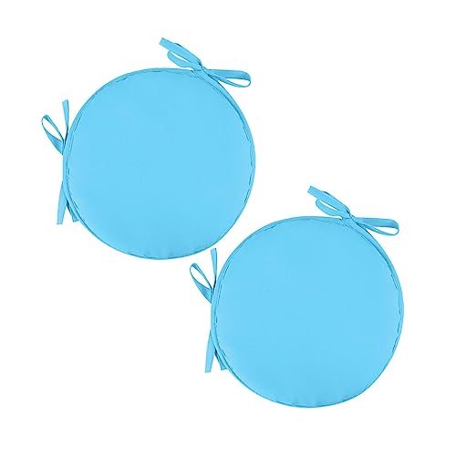 2 Stück Sitzkissen mit Bänder - 30 cm Rundes Stuhlkissen Sitzpolster für Stuhl Weiches Sitzkissen Sitzauflage für Autositz, Bürostuhl, Esszimmer Stühle Bänke und Alle Stühle (Himmelblau, 30 x 30 cm) von KAREN66