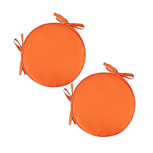 2 Stück Sitzkissen mit Bänder - 30 cm Rundes Stuhlkissen Sitzpolster für Stuhl Weiches Sitzkissen Sitzauflage für Autositz, Bürostuhl, Esszimmer Stühle Bänke und Alle Stühle (Orange, 30 x 30 cm) von KAREN66
