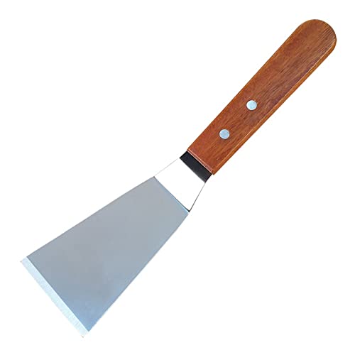 Grillspachtel Edelstahl Spachtel für die Küche,Holzgriff Metall Kleiner Bratpfannenwender Leckspatel Pfannenwender Kochen Pizza Pfannenwender Gebratener Fischwender Backutensilien (A) von KAREN66