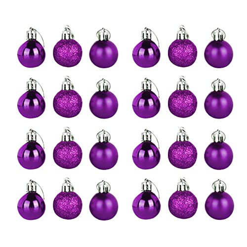 KAREN66 Christbaumkugeln Set 24 Stück Weihnachtskugeln aus Kunststoff - Weihnachtsbaum Deko Christbaumschmuck Mini Weihnachten Hängende Kugel für Urlaub Hochzeit Party Dekoration (Lila, One Size) von KAREN66