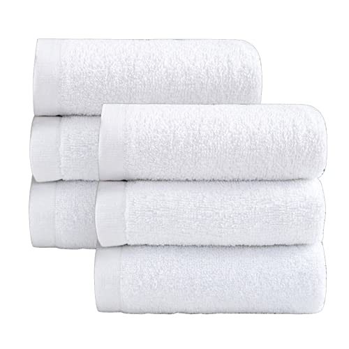KAREN66 Handtuch Set 30 × 60 cm - 1/3/6 Pack Weiß Handtücher, saugfähig, sauber und leicht zu reinigen, Baumwolle, weich, geeignet für Küche, Badezimmer, Wohnzimmer (6er Pack, One Size) von KAREN66