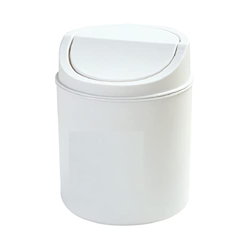 KAREN66 Mini Trash Can - Mini Schreibtisch Mülleimer Tischmülleimer 2L Tischabfalleimer mit Schwingdeckel, kompaktes Design Kosmetikeimer Tisch (Weiß, One Size) von KAREN66