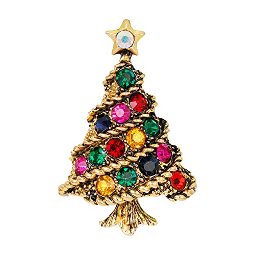 KAREN66 Weihnachtsbaum Broschen für Herren Damen Jungen Mädchen Weihnachten Anstecknadel Kristall-Brosche für Weihnachten Kleidung Dekoration Schmuck (H, One Size) von KAREN66