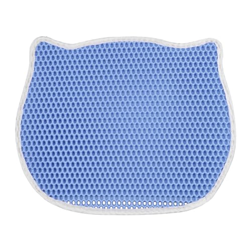 Katzenklo Matte 40 x 50cm EVA wasserdicht Katzenstreu Matte Katzenmatte Waben Design Vorleger Doppelte Schichte Entwurf Bienenwabe Katzenklomatte (Blau) von KAREN66