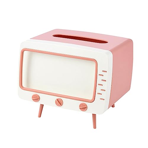 Kosmetiktücherbox Kreativ Taschentuchbox TV-förmig Tissue Box Feuchttücherbox Taschentuchspender Papierhandtuch Box für Esszimmer Badezimmer Schlafzimmer Auto Büro (Rosa) von KAREN66