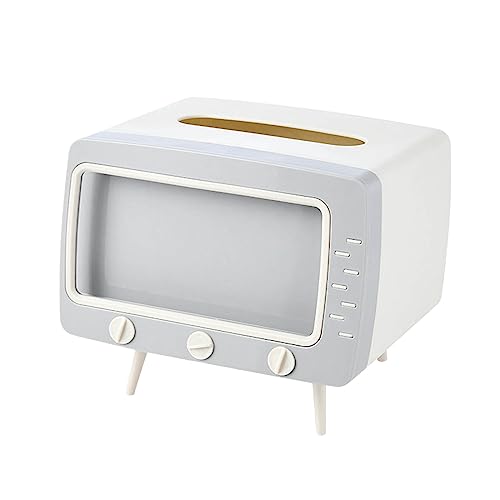 Kosmetiktücherbox Kreativ Taschentuchbox TV-förmig Tissue Box Feuchttücherbox Taschentuchspender Papierhandtuch Box für Esszimmer Badezimmer Schlafzimmer Auto Büro (Weiß) von KAREN66