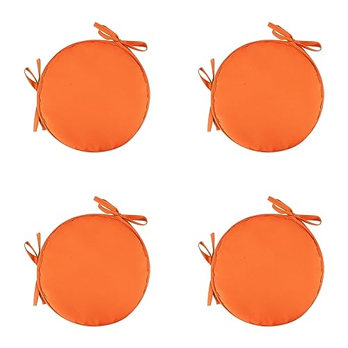 Sitzkissen mit Bänder 4 Stück 30 cm Rundes Stuhlkissen Sitzpolster für Stuhl Weiches Sitzkissen Sitzauflage für Autositz, Bürostuhl, Esszimmer Stühle Bänke und Alle Stühle (Orange, 30 x 30 cm) von KAREN66