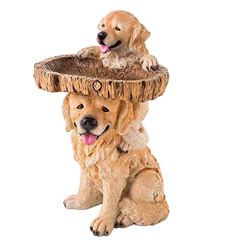 Wildvogeltränken Klein Vogeltränke Hund aus Polyresin, Wetterfeste Vogelbad Vogel Tränke Bad 21cm Hoch im Hund Design, Lustig Vogelbecken für Wildvögel, Deko für Garten Terrasse Balkon (Hund) von KAREN66