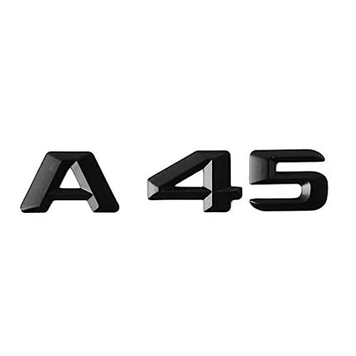 KARFRI 3D-ABS-Logo in glänzendem Schwarz for den hinteren Kofferraum, A45-Emblem, Buchstaben-Aufkleber, kompatibel for Mercedes A45 AMG W176 W177, Buchstaben-Zubehör von KARFRI