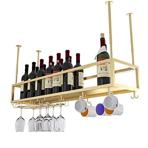 Weinglashalter, einfaches Eisen-Weinregal, Decke, umgedrehte Dekoration, Lagerregal, hängende Champagnerkelch-Regale für Bars, Restaurants, Küchen (Größe: 60 x 25 x 21 cm) (rot 120 x 25 x 21 cm) von KARFRI