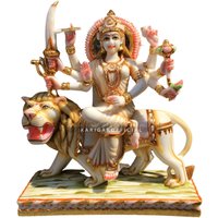 Durga Statue 12 Zoll Gold Schmuck Arbeit Jagdamba Figur Hindu Göttin Marmor Murti Religiöse Narayani Home Tempel Dekoartions von KARIGAROFFICIAL