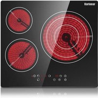 Eingebautes 60-cm-Keramikkochfeld, 3-Zonen-Elektrokochfeld mit Touch-Steuerung, Kindersicherung, Timer-Funktion - Karinear von KARINEAR