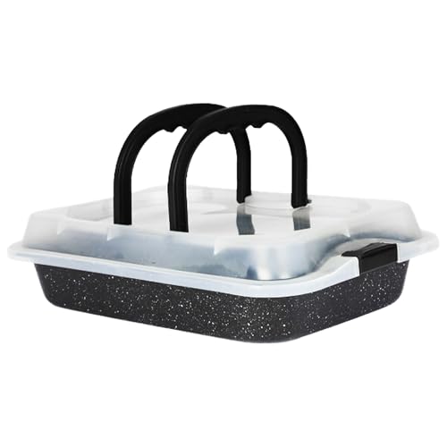 Backblech mit Deckel - Bake & Go – 3in1, Ofenblech zum Backen, Transportbox, rechteckig Kuchenblech mit Antihaft-Beschichtung, hoher Rand, praktisches Frischalten und Aufbewahren, Schwarz Marmor von KARL HAUSMANN
