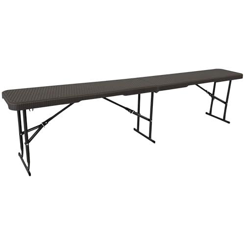 KARL HAUSMANN Bierbank Rattan Optik - 180 x 43 x 23 cm - Klappbank Camping - Bierzeltbank Outdoor - Brau Klappbar - Campingbank - Sitzbank - Faltbare Bank - Folding Bench - Klappbare Bank Kunststoff von KARL HAUSMANN