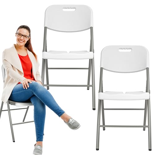 KARL HAUSMANN Klappstühle 2er Set - Klappstuhl küche aus Kunststoff - Stuhl Klappbar - Foldable Chair - Klappsessel für Garten und Camping - Klappstuhl Garten - Campingstuhl - Klapp Stühle - Weiß von KARL HAUSMANN