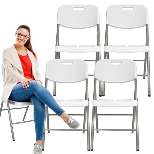 KARL HAUSMANN Klappstühle 4er Set - Klappstuhl küche aus Kunststoff - Stuhl Klappbar - Foldable Chair - Klappsessel für Garten und Camping - Klappstuhl Garten - Campingstuhl - Klapp Stühle - Weiß von KARL HAUSMANN