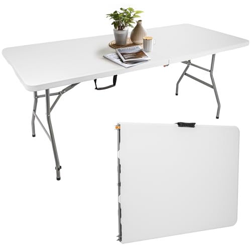 KARL HAUSMANN Klapptisch Camping - 180x70x74 - Campingtisch Klappbar Faltbar - Klappbarer Tisch Mit Griff Zum Tragen - Folding Table - Campingtische - Party/Piknik Tisch - Indoor und Outdoor - Weiß von KARL HAUSMANN