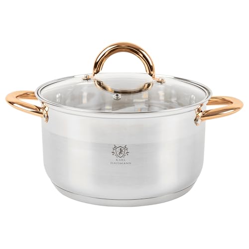 KARL HAUSMANN Kochtopf Induktion- 2L - Ø 18 cm - Edelstahl Topf mit Deckel für alle Herdarten Geeignet - Induktions topf - Edelstahltopf - Suppentopf - Spaghettitopf - Stainless Steel Cooking Pot von KARL HAUSMANN