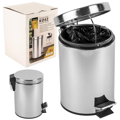 KARL HAUSMANN Kosmetikeimer Bad - 3L - Silber - Bad Mülleimer Edelstahl - Badezimmer Mülleimer mit Deckel und Öffnungsmechanismus Pedal -Badmülleimer Klein für Bad & WC - Bad abfalleimer - Treteimer von KARL HAUSMANN