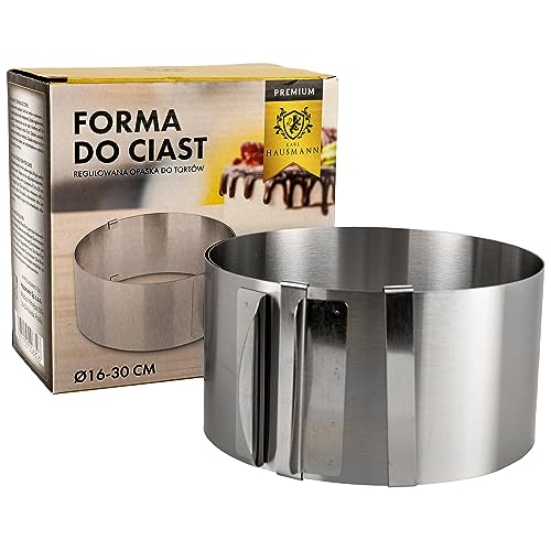 KARL HAUSMANN Tortenring Verstellbar - Tortenring Hoch 8 cm - Edelstahl Kuchenring Verstellbar Ø 16-30 cm - Backring - Torten Ring - Klemmhebel - Backrahmen Rund - Verstellbarer Tortenringe - Silber von KARL HAUSMANN