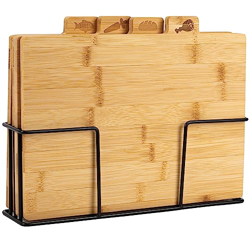 KARL HAUSMANN Schneidebrett Holz Set - 29x23 cm - 4er Frühstücksbrettchen mit Ständer - Holzbretter aus Bambusholz Spülmaschinenfest - Brettchen - Cutting Board - Die Perfekte Holzbrett Küche 4 Stück KARL HAUSMANN Schneidebrett Holz Set - 29x23 cm - 4er Frühstücksbrettchen mit Ständer - Holzbretter aus Bambusholz Spülmaschinenfest - Brettchen - Cutting Board - Die Perfekte Holzbrett Küche 4 Stück von KARL HAUSMANN