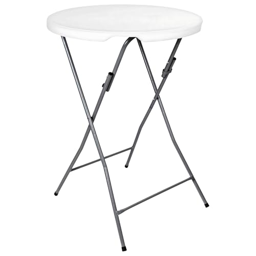 KARL HAUSMANN Stehtisch Klappbar Weiß - 110 cm Hoch - Rund Ø 80cm - Stabil Campingtisch - bistrotisch Outdoor - biertischerhöhung zum stehtisch - stehtische - Bartisch - Partytisch - Klapptisch von KARL HAUSMANN