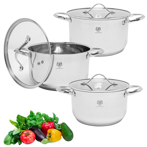 KARL HAUSMANN Topfset Induktion Edelstahl 3-Teilig - Kochtöpfe für Alle Herdarten - Kochtopf Set mit Glasdeckel - Töpfe mit Messskala - Topf Set - Kochtopfset - Topfsets - Pots - Induktionstöpfe KARL HAUSMANN Topfset Induktion Edelstahl 3-Teilig - Kochtöpfe für Alle Herdarten - Kochtopf Set mit Glasdeckel - Töpfe mit Messskala - Topf Set - Kochtopfset - Topfsets - Pots - Induktionstöpfe von KARL HAUSMANN