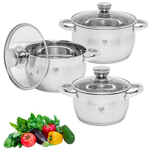 KARL HAUSMANN Topfset Induktion Edelstahl 3-Teilig - Kochtöpfe für Alle Herdarten - Kochtopf Set mit Glasdeckel - Töpfe mit Messskala - Topf Set - Kochtopfset - Topfsets - Pots - Induktionstöpfe KARL HAUSMANN Topfset Induktion Edelstahl 3-Teilig - Kochtöpfe für Alle Herdarten - Kochtopf Set mit Glasdeckel - Töpfe mit Messskala - Topf Set - Kochtopfset - Topfsets - Pots - Induktionstöpfe von KARL HAUSMANN