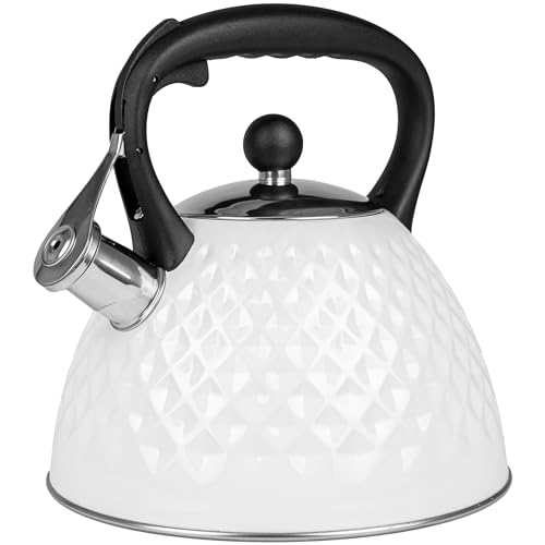 KARL HAUSMANN Wasserkessel Induktion - 3L - Weiss Teekessel mit Automatischer Pfiff - Edelstahl Wasserkocher für Induktionsherd, Gasherd und Elektroherd - Pfeifkessel - Teekanne - Flötenkessel von KARL HAUSMANN