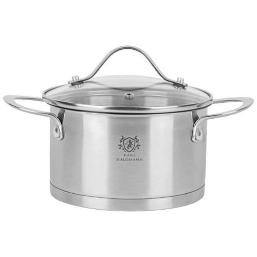 KARL HAUSMANN Edelstahl Topf - 1.9L - Ø 16 cm - Kochtopf Induktion für alle Herdarten Geeignet - Edelstahltopf mit Deckel - Suppentopf - Spaghettitopf - Stainless Steel Pot - Töpfe - Kochtöpfe von KARL HAUSMANN