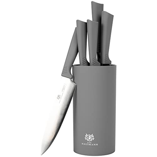 KARL HAUSMANN Messerblock mit Messer - 5 teilig - Messerset und Messer Block - Küchenmesser Set - Kitchen Knife Set - Messerblock aus Kunststoff mit Borsteneinsatz - Scharfe Messer aus Edelstahl von KARL HAUSMANN