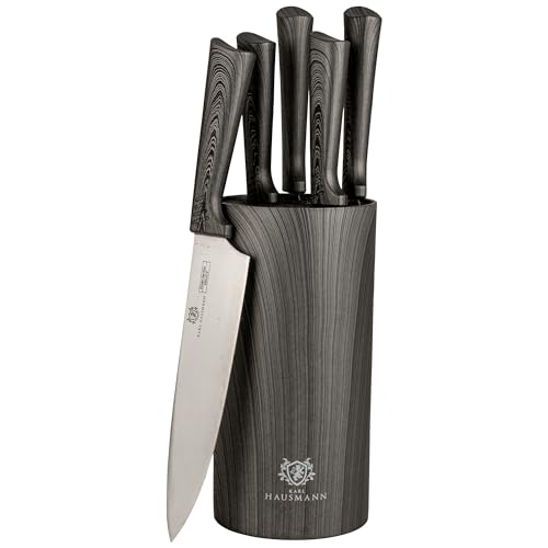 KARL HAUSMANN Messerblock mit Messer - 5 teilig - Messerset und Messer Block - Küchenmesser Set - Kitchen Knife Set - Messerblock aus Kunststoff mit Borsteneinsatz - Scharfe Messer aus Edelstahl von KARL HAUSMANN