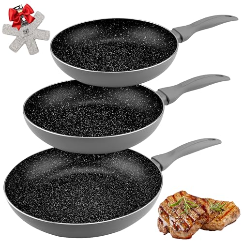 KARL HAUSMANN Pfannenset Induktion - 18+22+26 cm - Beschichtete Pfannen Set für alle Herdarten, auch induktionsherd - Bratpfannen aus Aluminium - Frying Pan Set - Pfannensets - Bratpfanne - Pfanne von KARL HAUSMANN