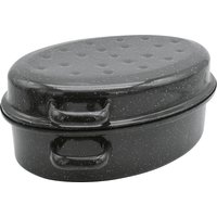 KARL KRÜGER Gänsebräter oval Ø26cm emailliert schwarz/weiß gesprenkelt von KARL KRÜGER