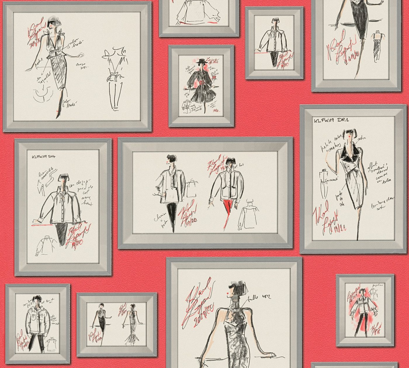 KARL LAGERFELD Vliestapete Karl Lagerfeld, Design Tapete, rot, silber KARL LAGERFELD Vliestapete Karl Lagerfeld, Design Tapete, rot, silber von KARL LAGERFELD