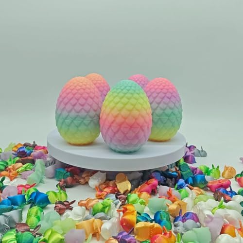 KARLOR 3D Gedruckte Ostereier + 15 Hasen, fluoreszierend 3D-gedruckte Eier Regenbogen 3D gedruckte Hasen Mini Osterdekoration Kunsthandwerk Mini Ornamente Ostern Dekoration Geschenk von KARLOR