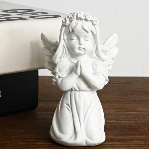 KARLOR Engelfiguren aus Kunstharz, Harz Engels Statue Engel-Statue Engelsfigur Skulptur, Kunst Ornament für Wohnzimmer Schreibtisch Nachttisch Hochzeitsdekoration(Mädchen) von KARLOR
