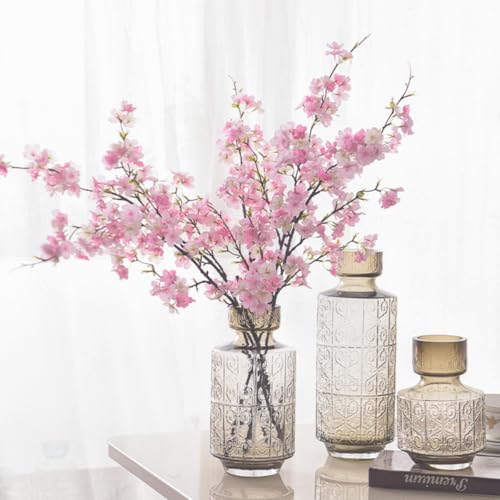KARLOR Kunstblumen 4 Pcs 110cm Kirschblüten künstliche Blumen Strauß Frühling Kirschblumen Hellrosa Frühlingsblumen Kirschblüten Zweige Deko Ostern Blumen Deko Frühlingsblüher von KARLOR