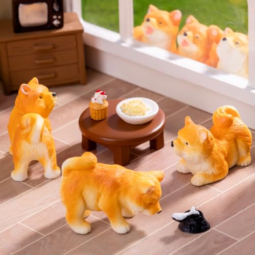 KARLOR Mini Hunde Figuren Set, 6 Stück Shiba Inu Statuen, Süße Welpen Ornamente Hunde Skulptur Haustiere Figur Tier-Ornamente Sammlungsstück Geschenk Desktop Deko KARLOR Mini Hunde Figuren Set, 6 Stück Shiba Inu Statuen, Süße Welpen Ornamente Hunde Skulptur Haustiere Figur Tier-Ornamente Sammlungsstück Geschenk Desktop Deko von KARLOR