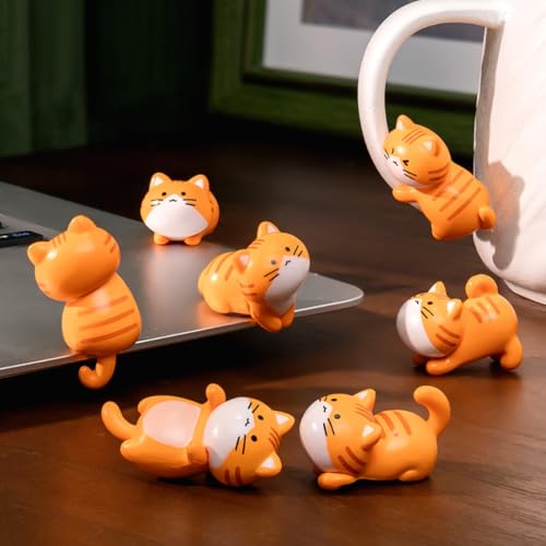 KARLOR Mini Katzen Figuren Deko, 8 PCS Wandbehang Kätzchen Set, Orangefarbene Katze Kater Miniatur Katzen Statue Tierornamente Harz Mikro-Landschaftsdekoration Autodeko Tischdeko Gartendeko KARLOR Mini Katzen Figuren Deko, 8 PCS Wandbehang Kätzchen Set, Orangefarbene Katze Kater Miniatur Katzen Statue Tierornamente Harz Mikro-Landschaftsdekoration Autodeko Tischdeko Gartendeko von KARLOR