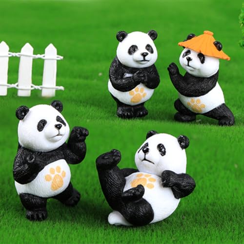 KARLOR Mini Panda Figuren, 4 PCS Pandas Set Klein Panda Deko Figur Panda Gartendeko Tischdeko Cartoon Pandas Statuen Miniatur Tierornamente Panda Zimmer deko Mikro-Landschaftsdekoration Bürodeko von KARLOR