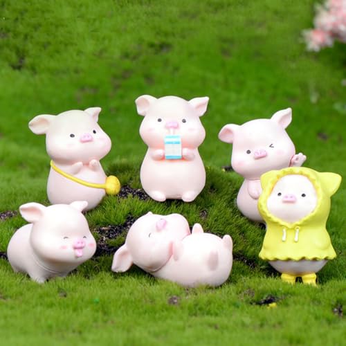 KARLOR Mini Schweinchen Figuren Deko, 6 Stück Schweinchen mit Regenmantel Rucksack süße Schmuckstücke Miniatur Schwein Figuren Tierornamente Mini Landschaft Puppenhaus Desktop Deko KARLOR Mini Schweinchen Figuren Deko, 6 Stück Schweinchen mit Regenmantel Rucksack süße Schmuckstücke Miniatur Schwein Figuren Tierornamente Mini Landschaft Puppenhaus Desktop Deko von KARLOR