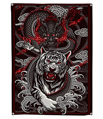 Großer 125x190CM Drache & Tiger Wandteppich Wandbehang Japanese Style | Japan Manga Wandtuch Tuch Tapestry XXL | Wanddeko für Wohnzimmer Geschenk ästhetisch | Drache & Tiger Großer 125x190CM Drache & Tiger Wandteppich Wandbehang Japanese Style | Japan Manga Wandtuch Tuch Tapestry XXL | Wanddeko für Wohnzimmer Geschenk ästhetisch | Drache & Tiger von KARMA-X